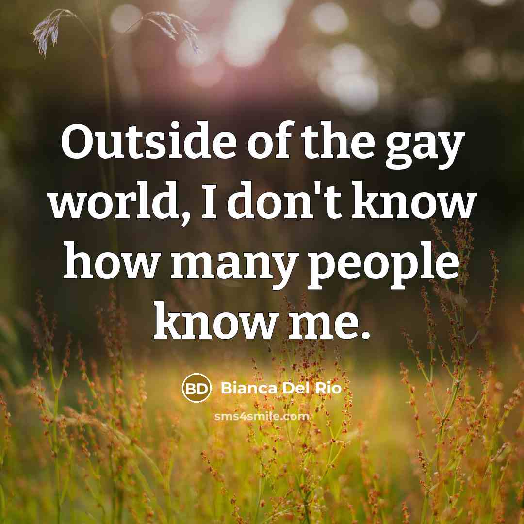 “Outside of the gay world, I don't know how many…” quote by Bianca Del Rio