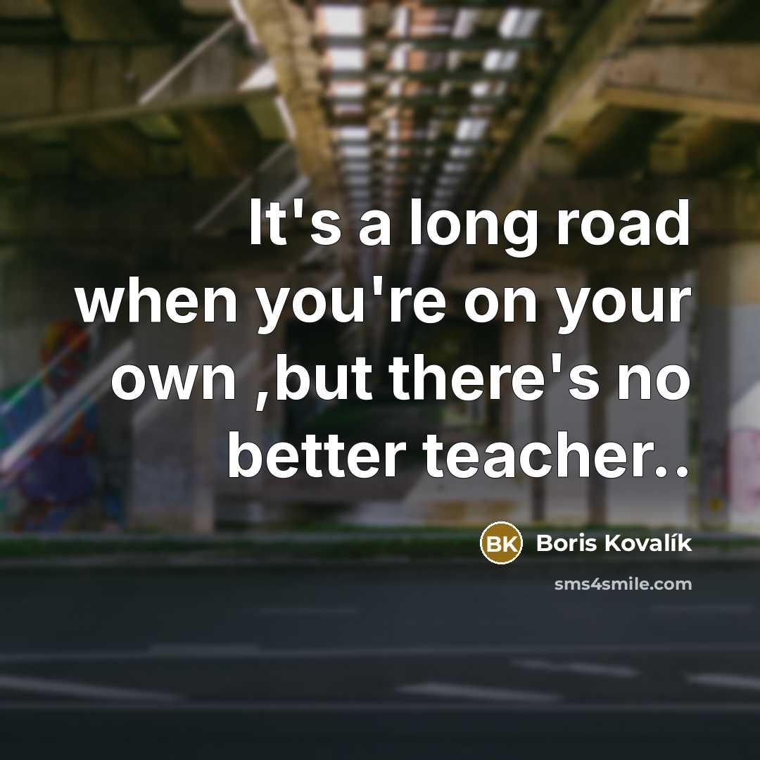 “It's a long road when you're on your own ,but…” quote by Boris Kovalík