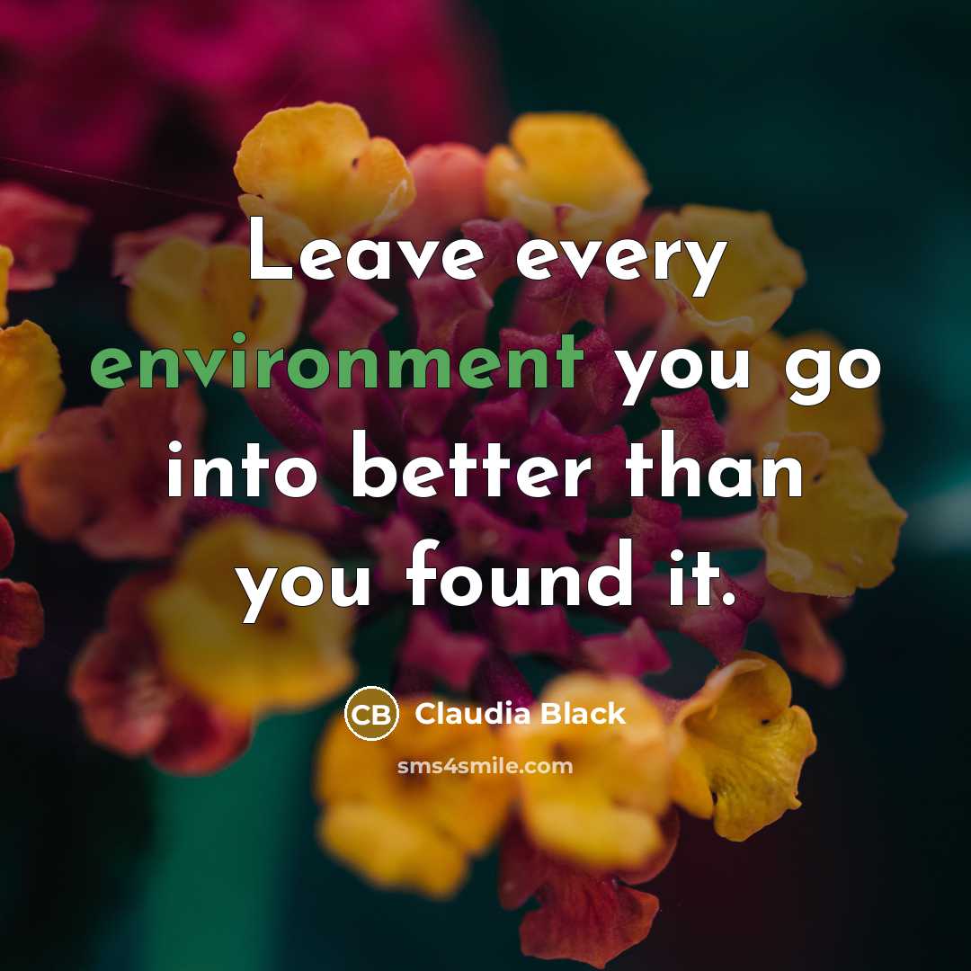 “Leave every environment you go into better than you found…” quote by Claudia Black