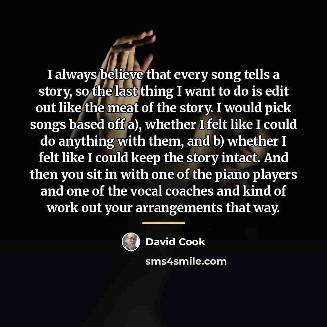 “I always believe that every song tells a story, so…” quote by David Cook