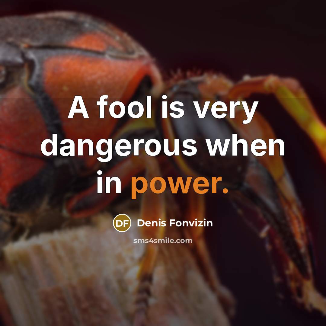 “A fool is very dangerous when in power.…” quote by Denis Fonvizin