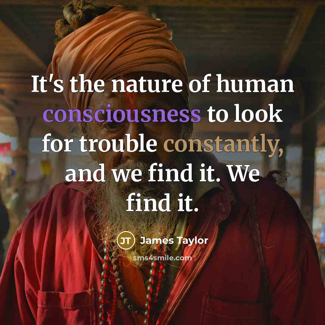 “It's the nature of human consciousness to look for trouble…” quote by James Taylor