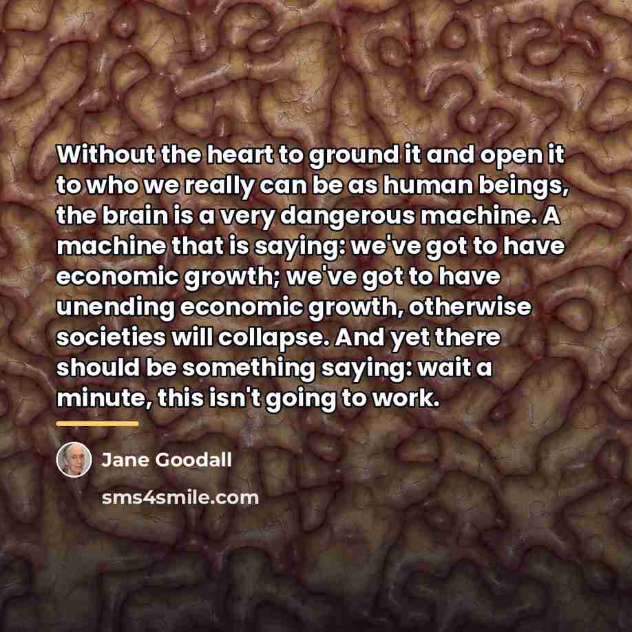 “Without the heart to ground it and open it to…” quote by Jane Goodall