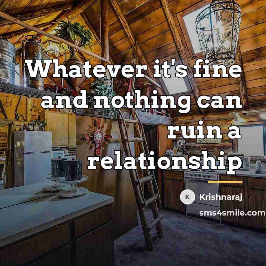 “Whatever it's fine and nothing can ruin a relationship…” quote by Krishnaraj