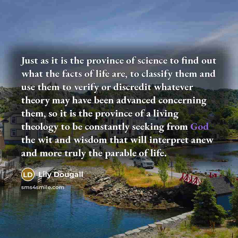 “Just as it is the province of science to find…” quote by Lily Dougall