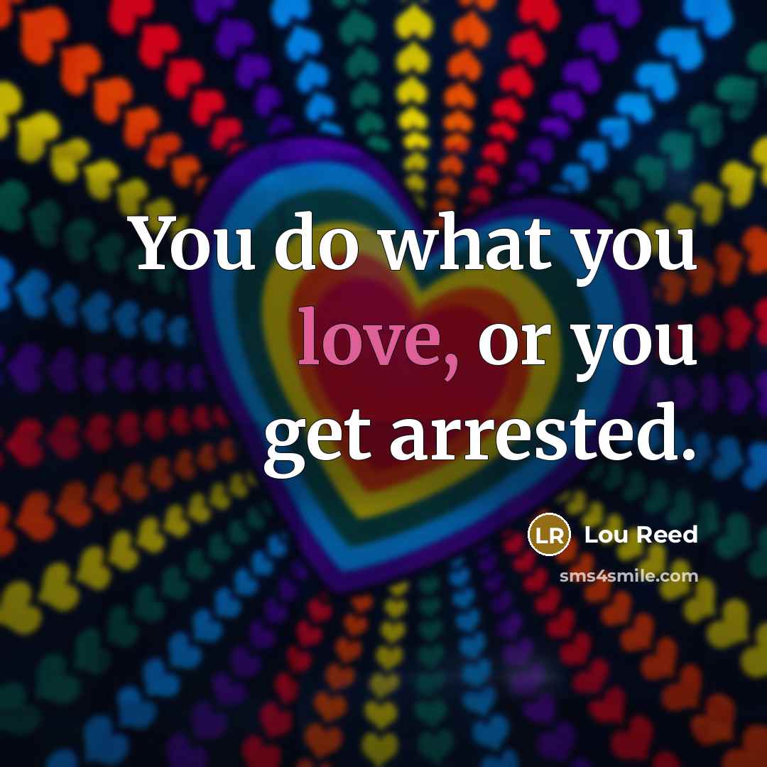 “You do what you love, or you get arrested.…” quote by Lou Reed