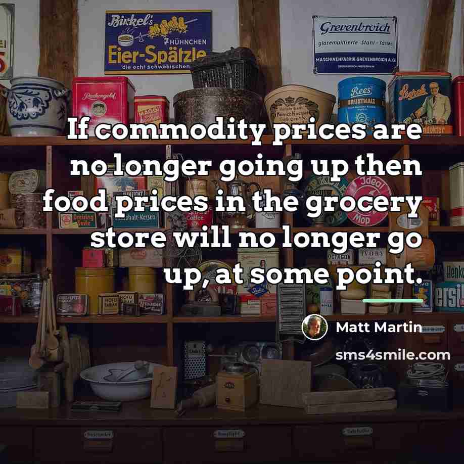 “If commodity prices are no longer going up then food…” quote by Matt Martin