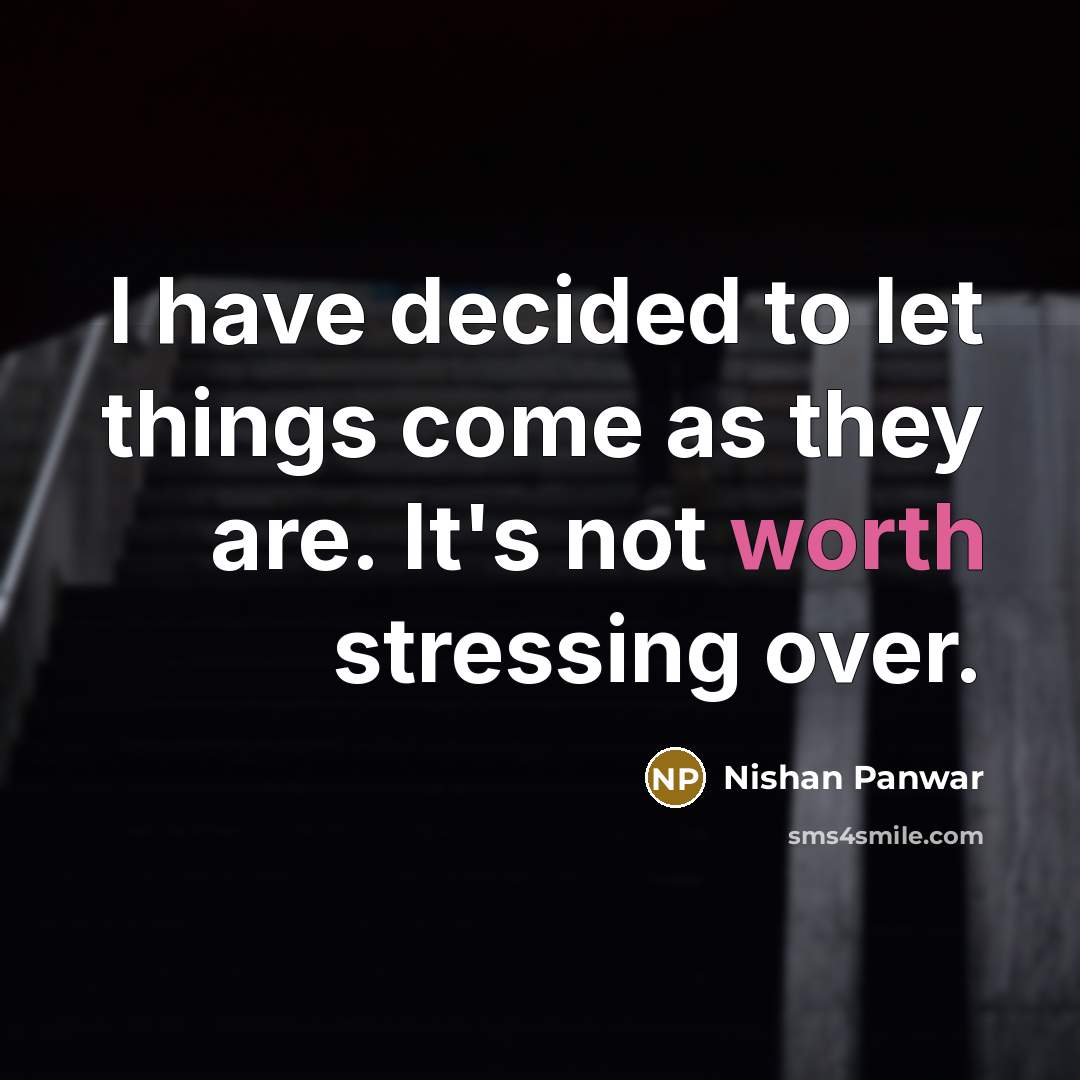 “I have decided to let things come as they are. It's not worth stressing over.” quote by Nishan Panwar