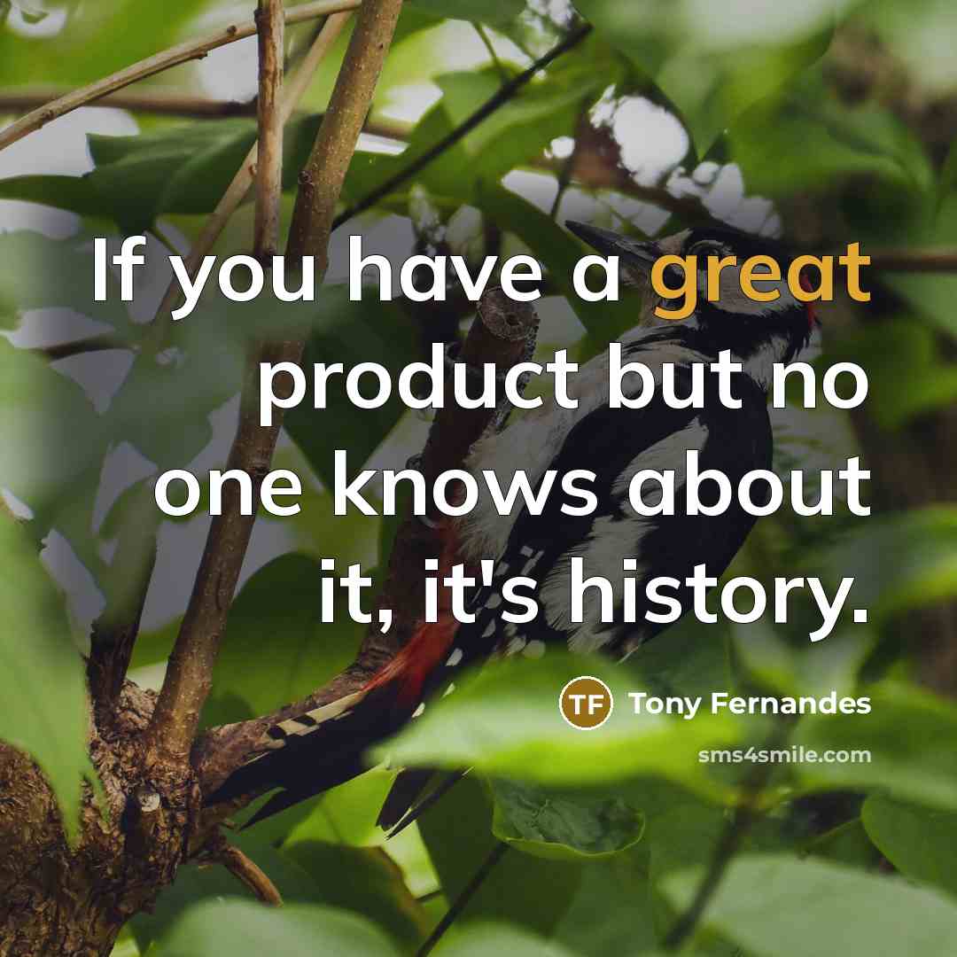 “If you have a great product but no one knows…” quote by Tony Fernandes