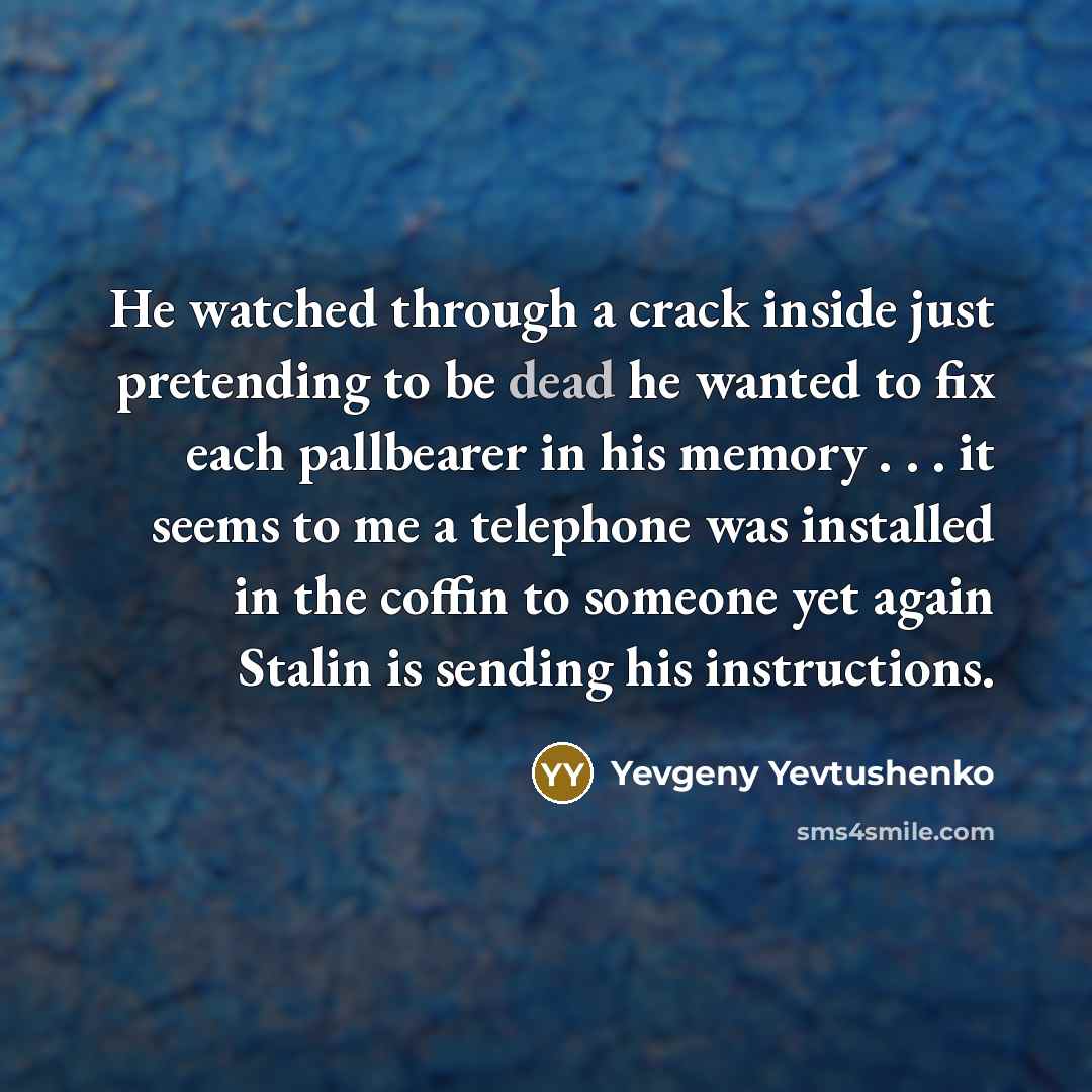 “He watched through a crack inside just pretending to be…” quote by Yevgeny Yevtushenko