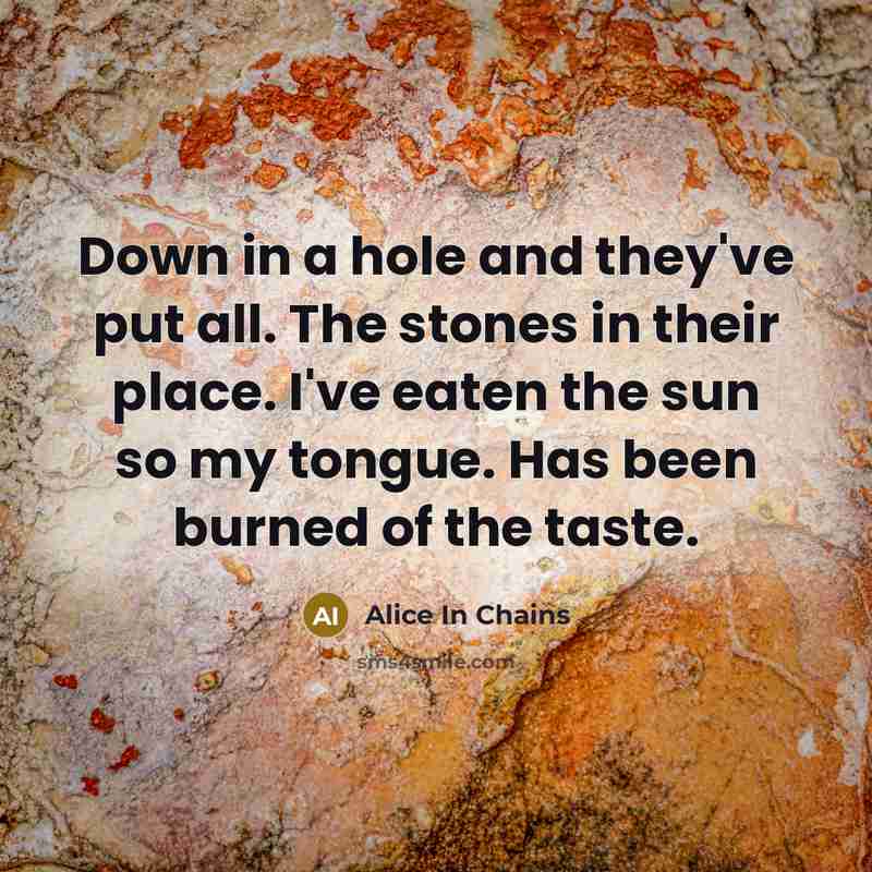 “Down in a hole and they've put all. The stones…” quote by Alice In Chains