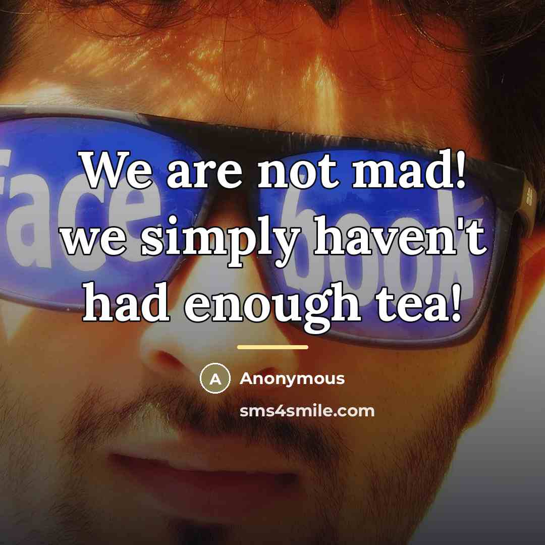 “We are not mad! we simply haven't had enough tea!…” quote by Anonymous