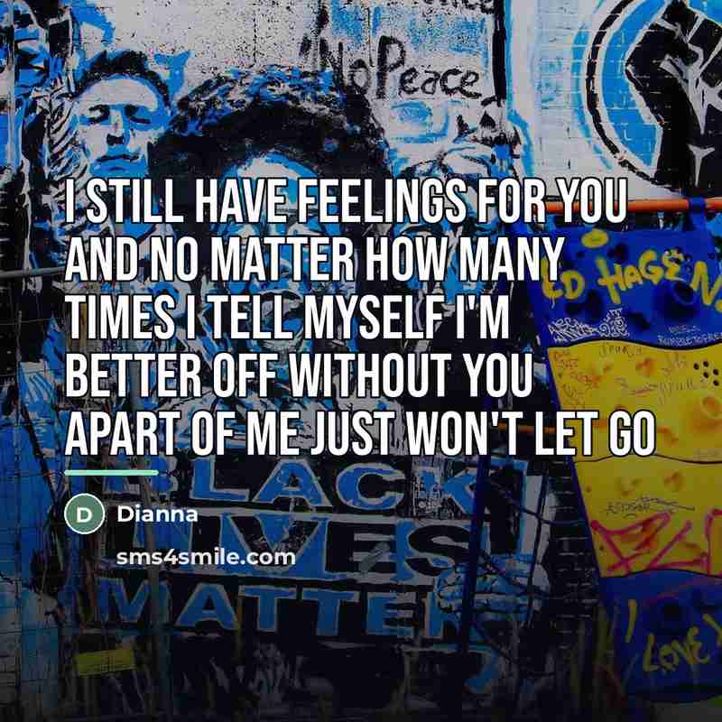 “I still have feelings for you and no matter how…” quote by Dianna
