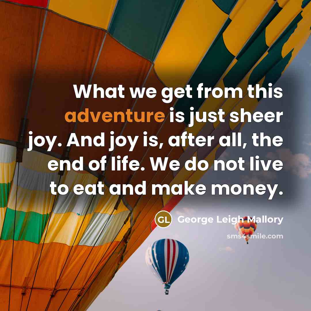 “What we get from this adventure is just sheer joy.…” quote by George Leigh Mallory