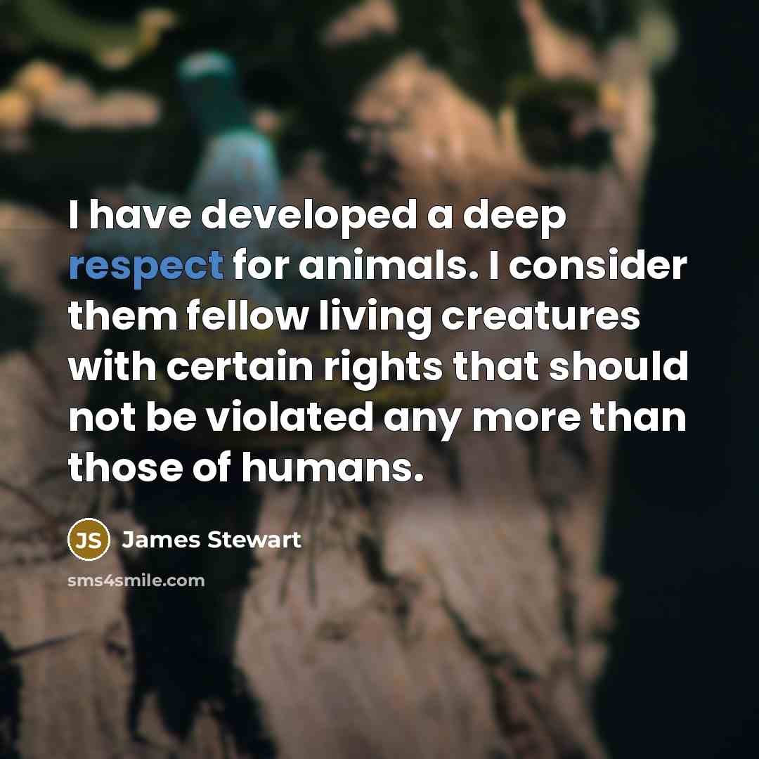 “I have developed a deep respect for animals. I consider…” quote by James Stewart