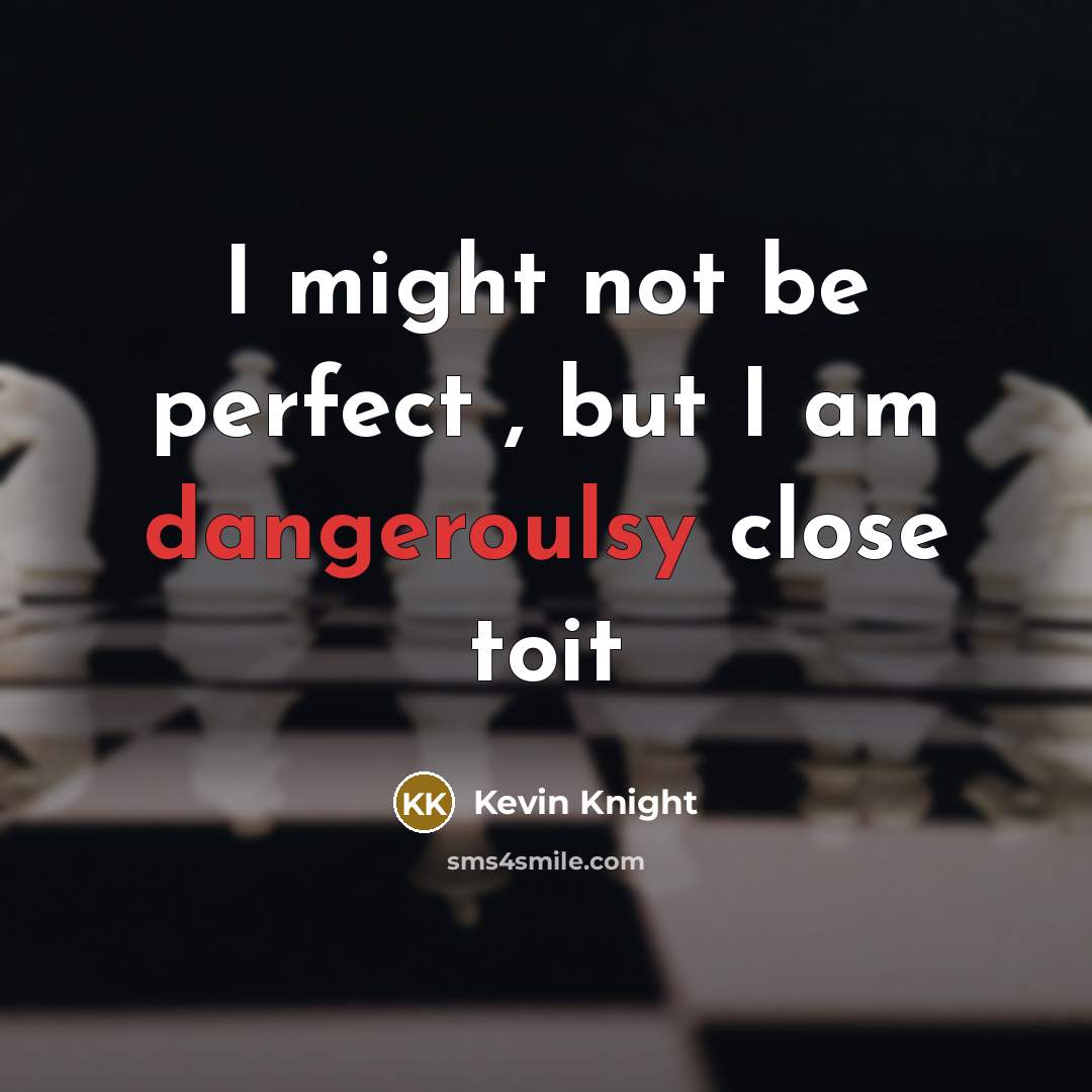 “I might not be perfect , but I am dangeroulsy close toit” quote by Kevin Knight