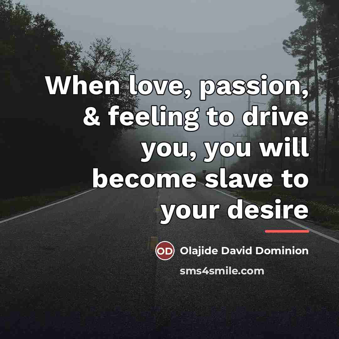“When love, passion, & feeling to drive you, you will…” quote by Olajide David Dominion