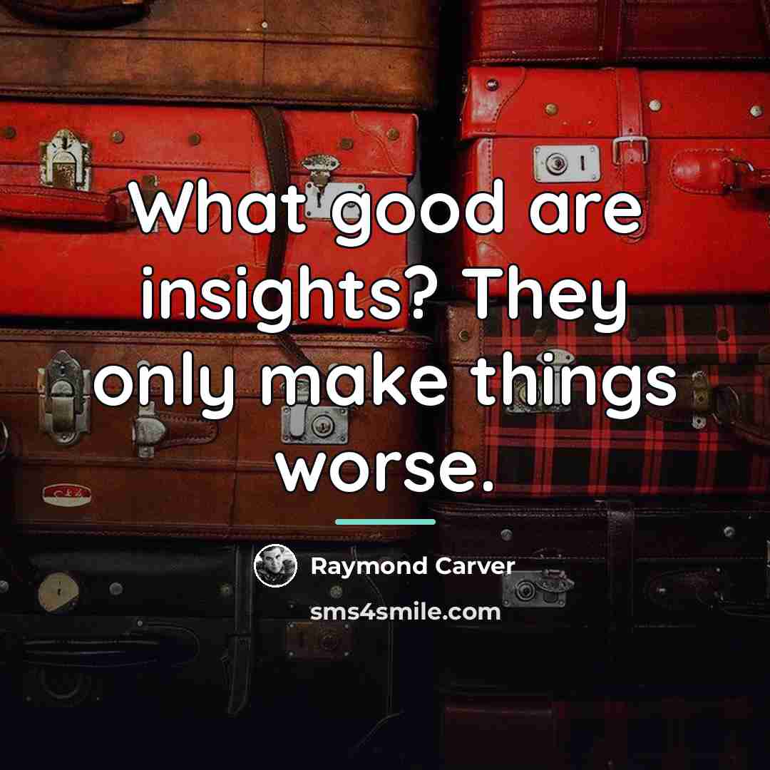 “What good are insights? They only make things worse.…” quote by Raymond Carver