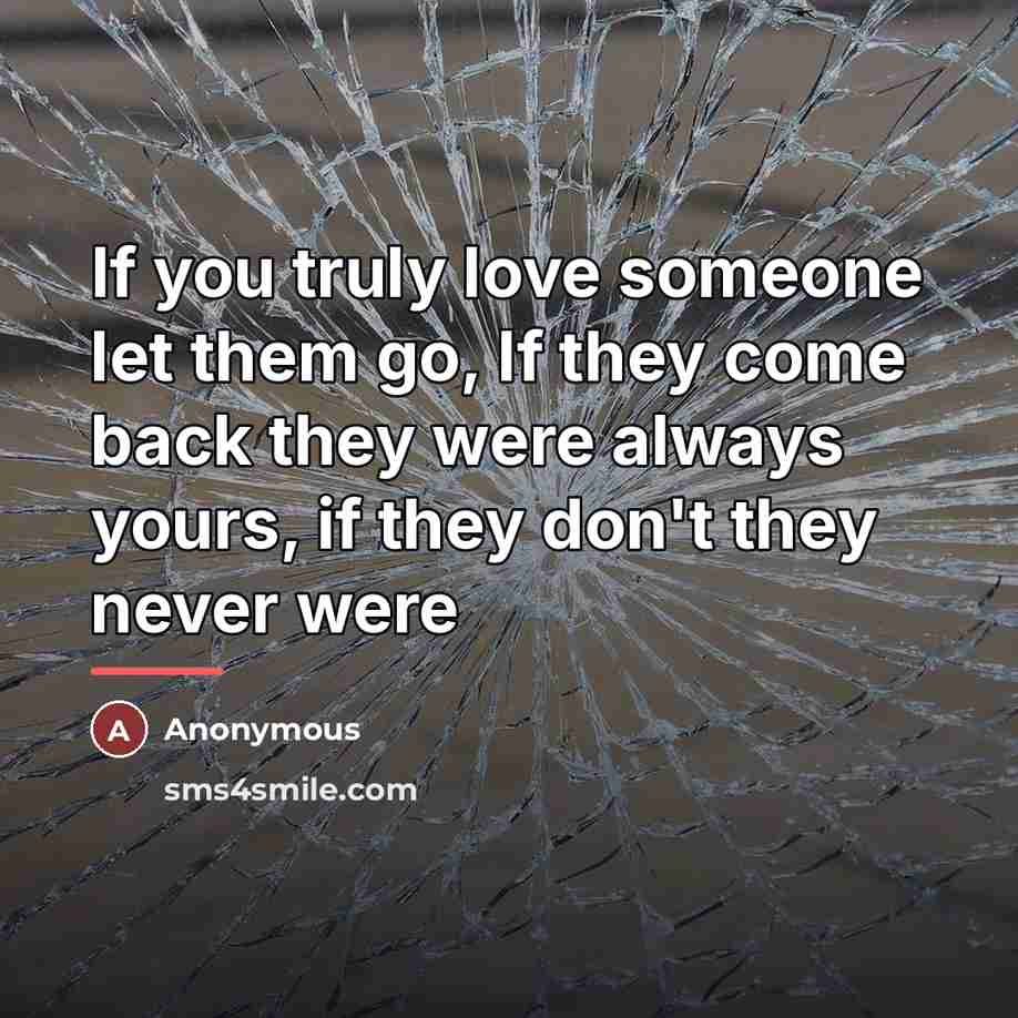 “If you truly love someone let them go, If they…” quote by Anonymous