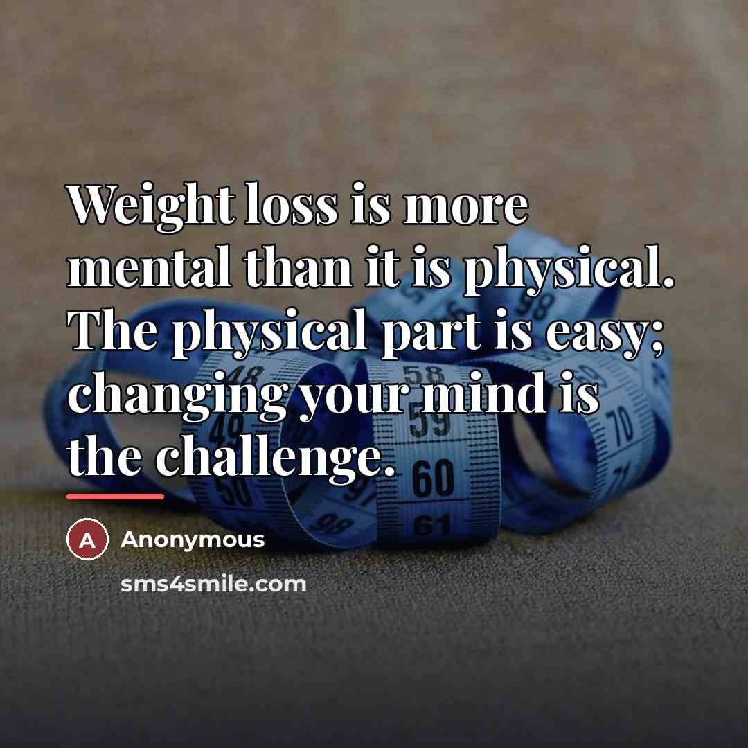 “Weight loss is more mental than it is physical. The…” quote by Anonymous