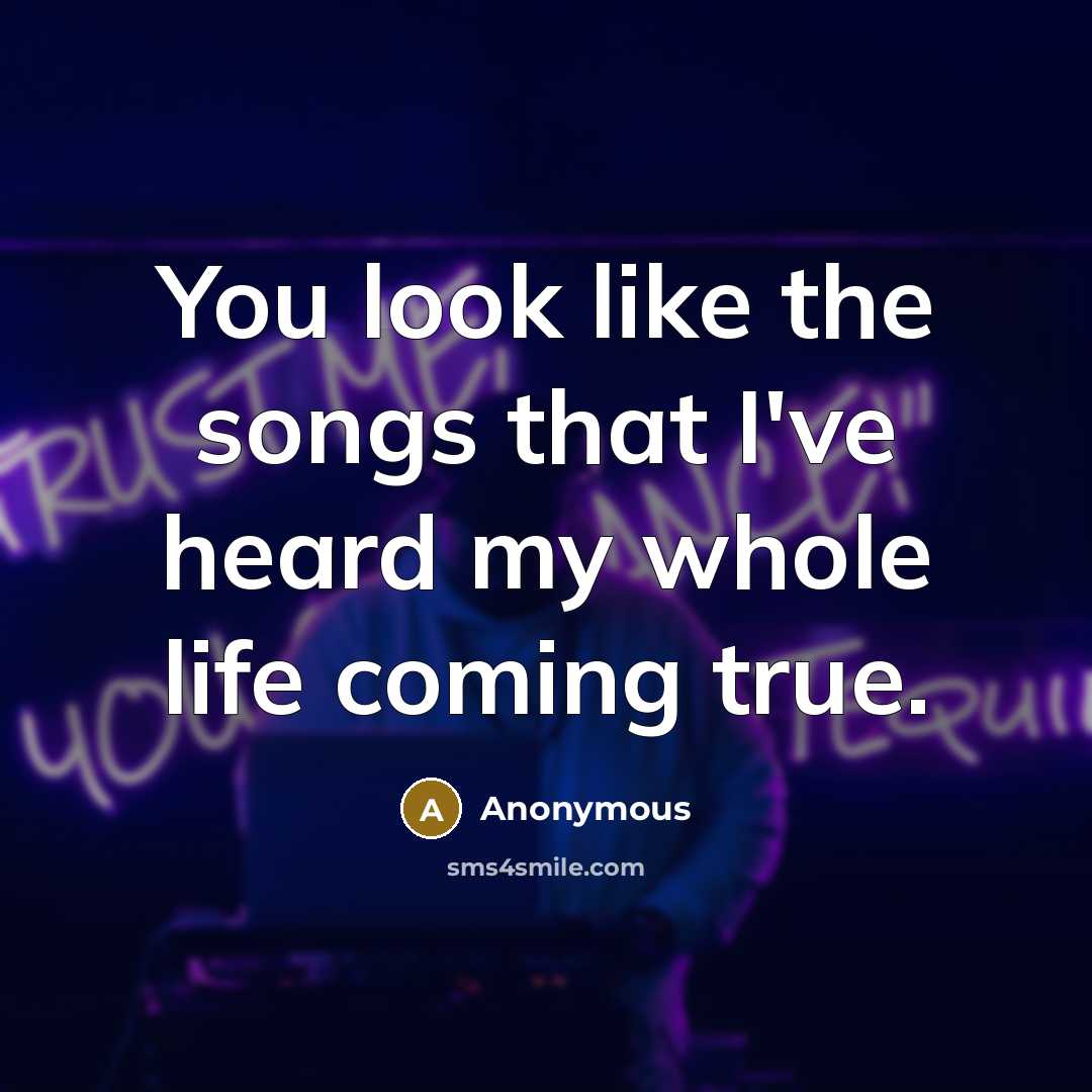 “You look like the songs that I've heard my whole…” quote by Anonymous