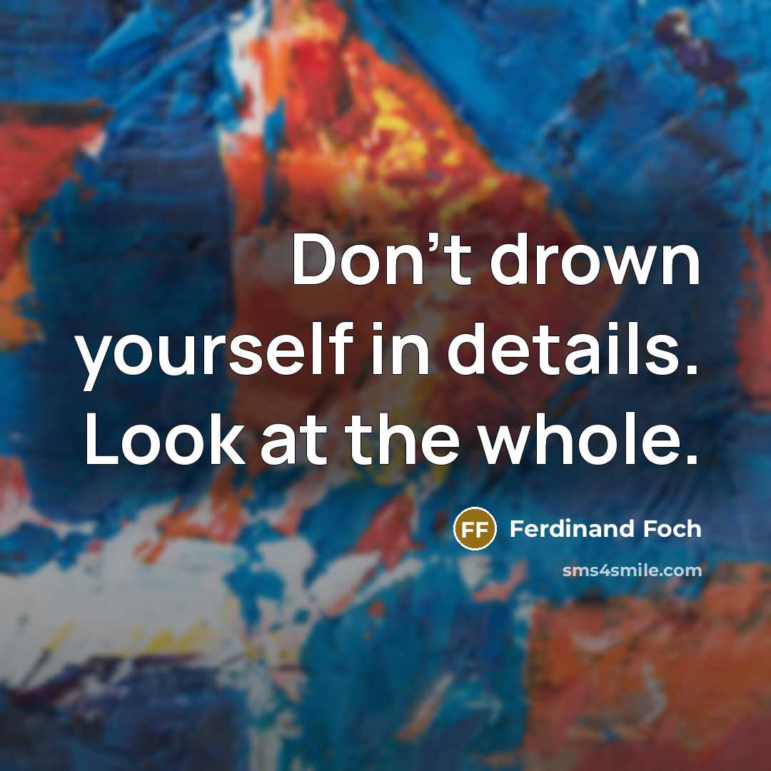 “Don't drown yourself in details. Look at the whole.…” quote by Ferdinand Foch
