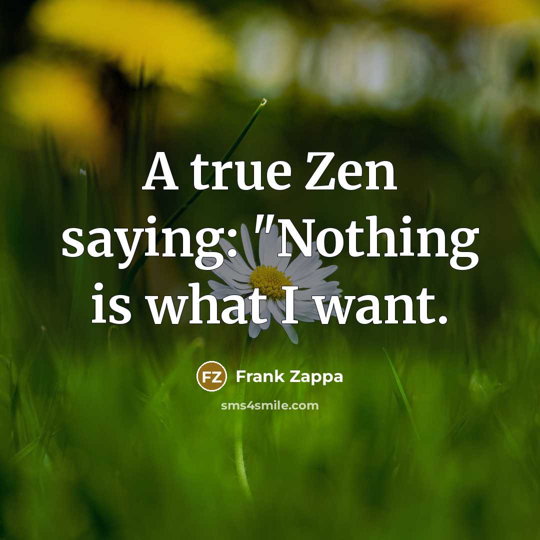 “A true Zen saying: "Nothing is what I want.…” quote by Frank Zappa