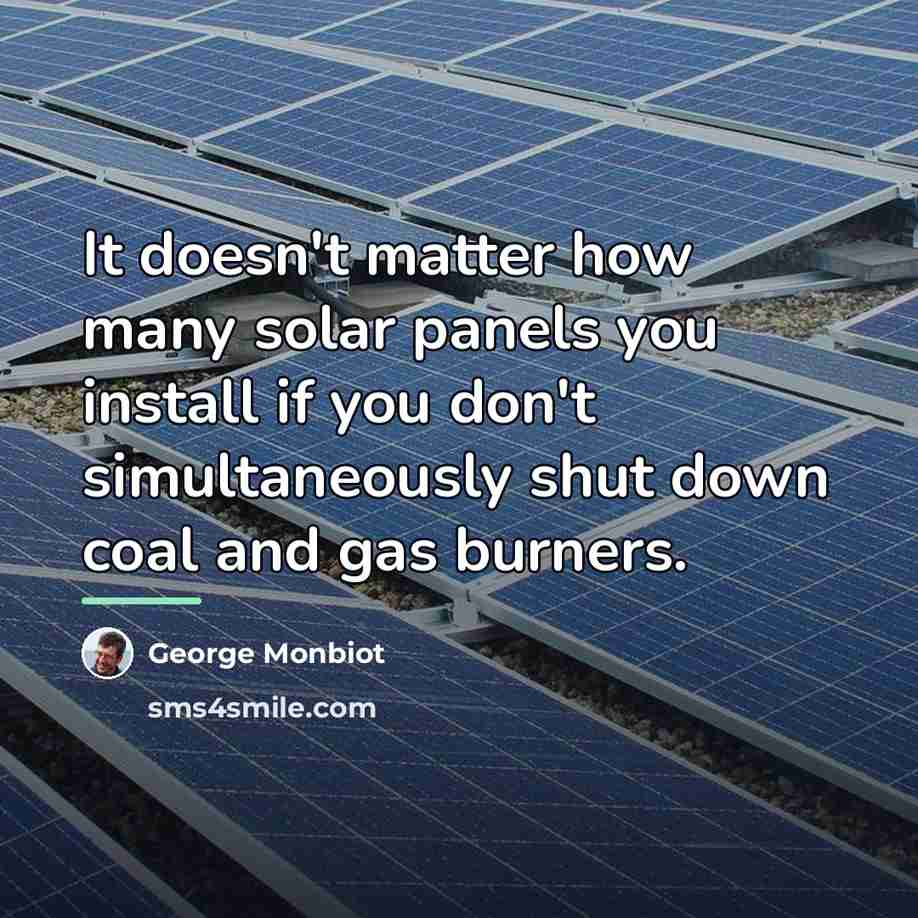 “It doesn't matter how many solar panels you install if…” quote by George Monbiot