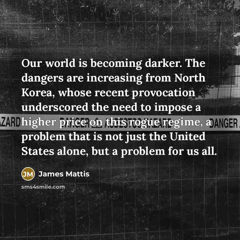 “Our world is becoming darker. The dangers are increasing from…” quote by James Mattis