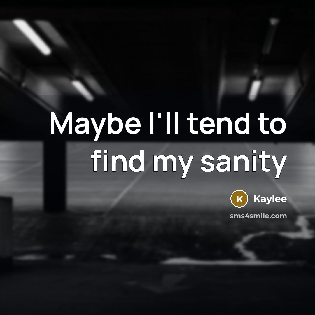 “Maybe I'll tend to find my sanity…” quote by Kaylee