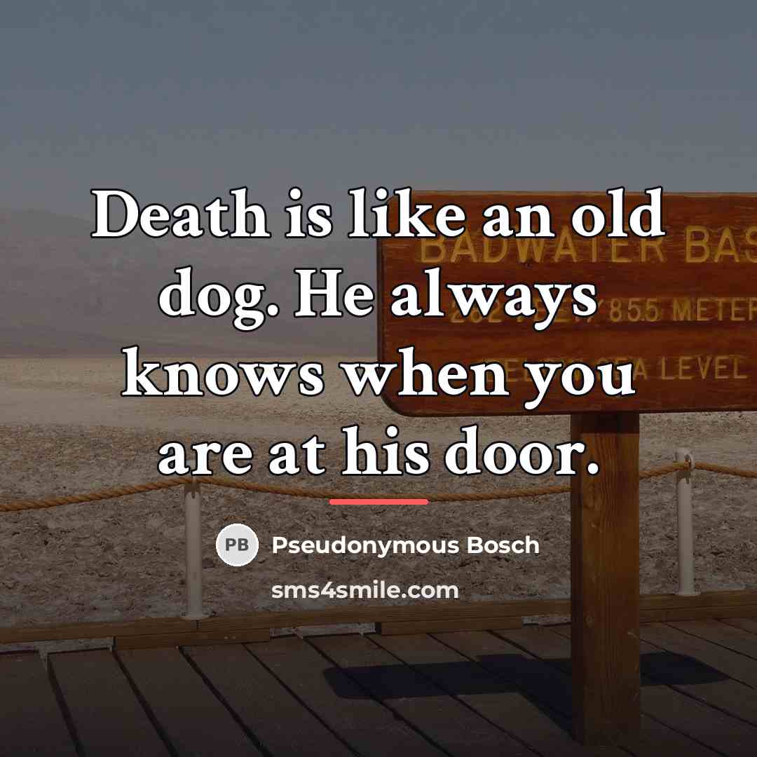 “Death is like an old dog. He always knows when…” quote by Pseudonymous Bosch