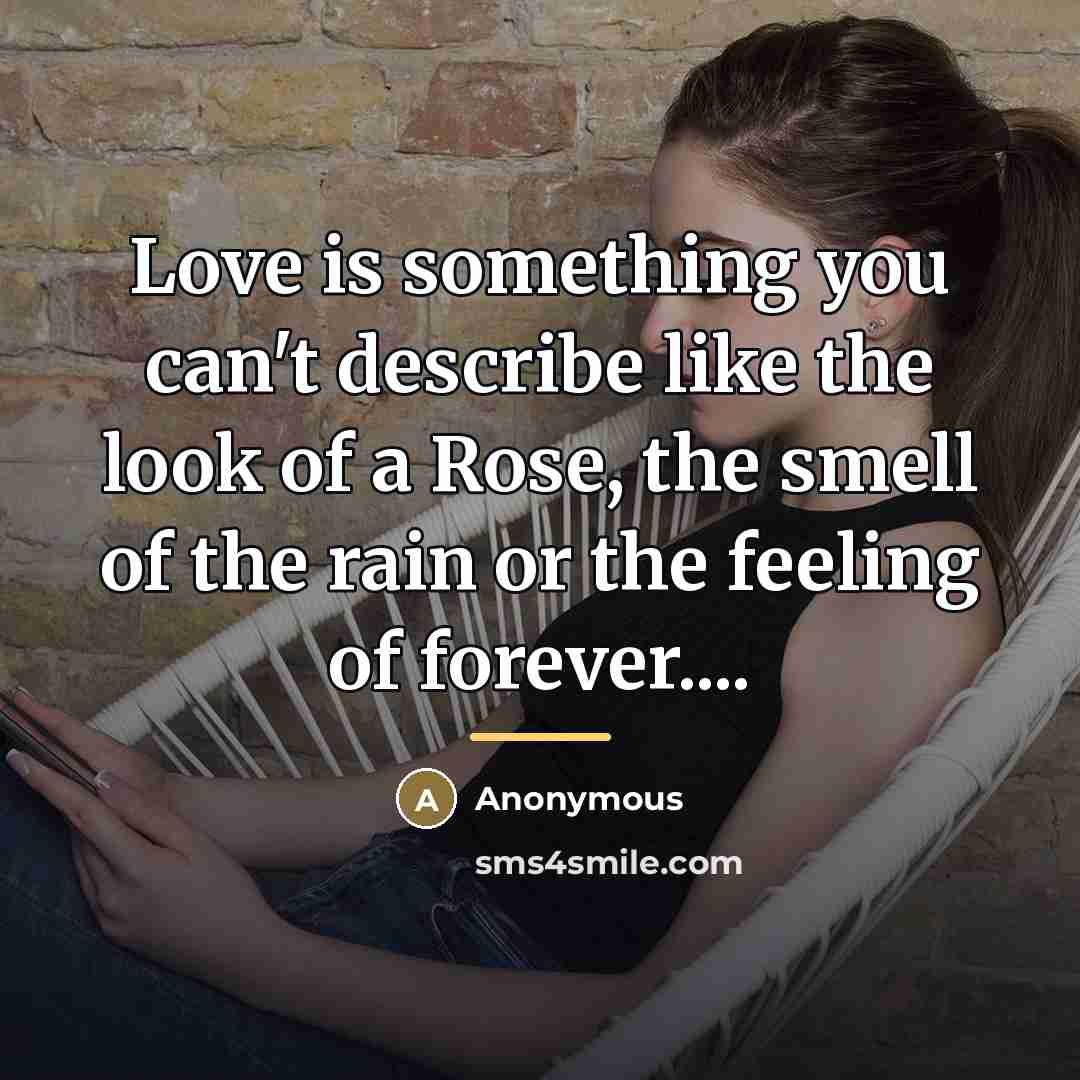 “Love is something you can't describe like the look of…” quote by Anonymous