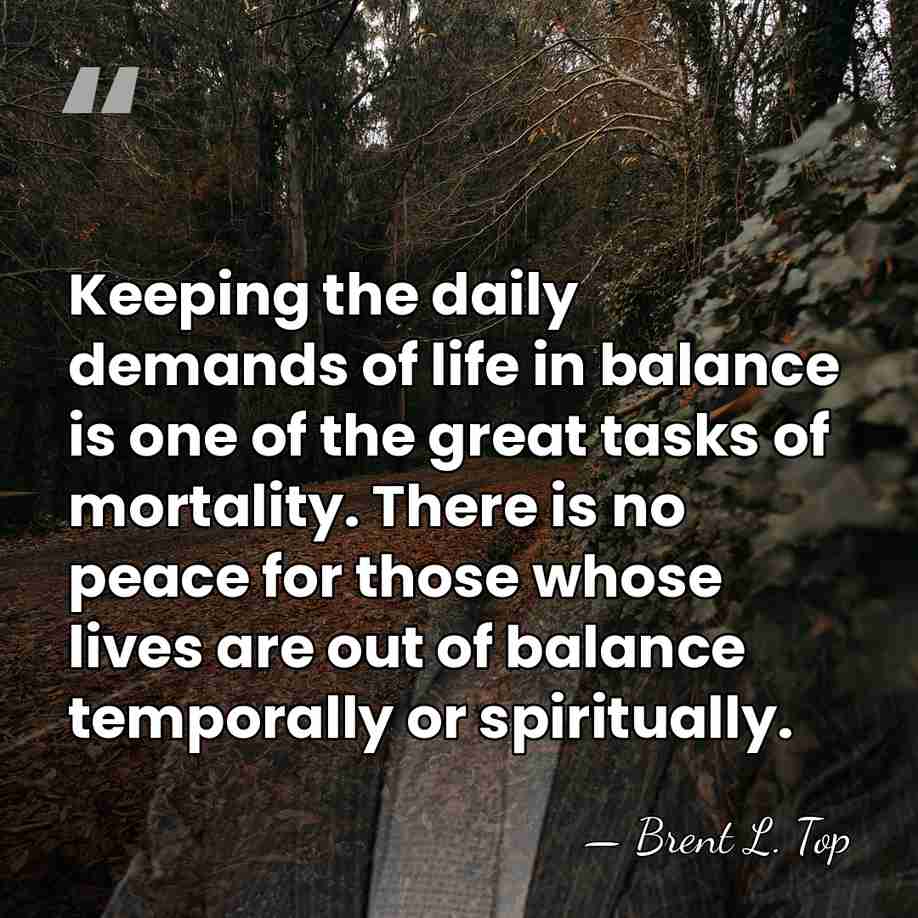 Keeping the daily demands of life in balance is one of the&hellip; - Brent L. Top
