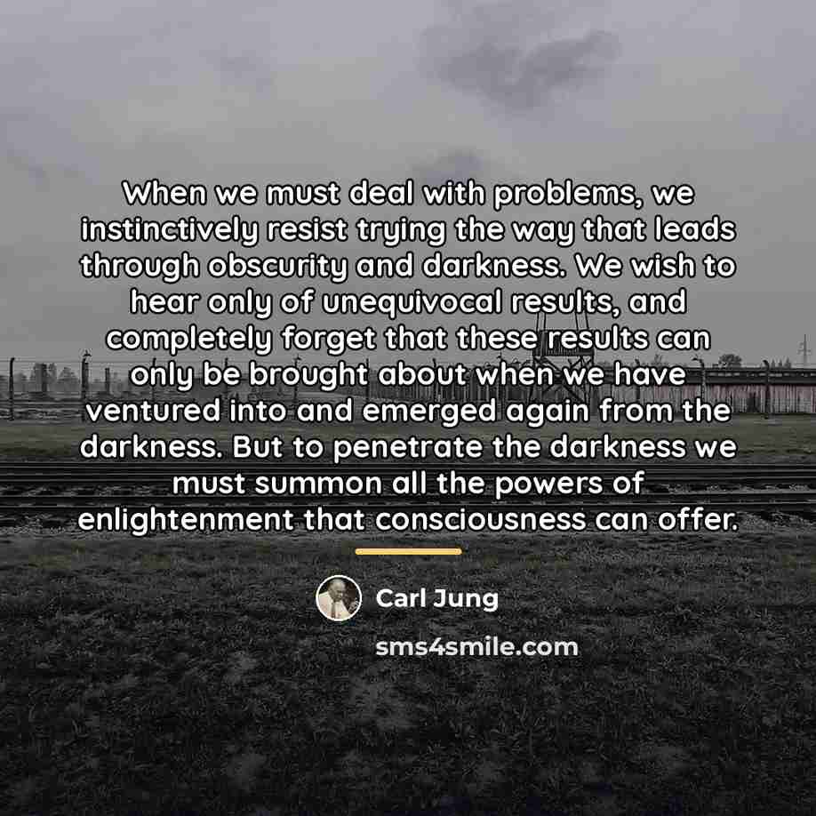 “When we must deal with problems, we instinctively resist trying…” quote by Carl Jung