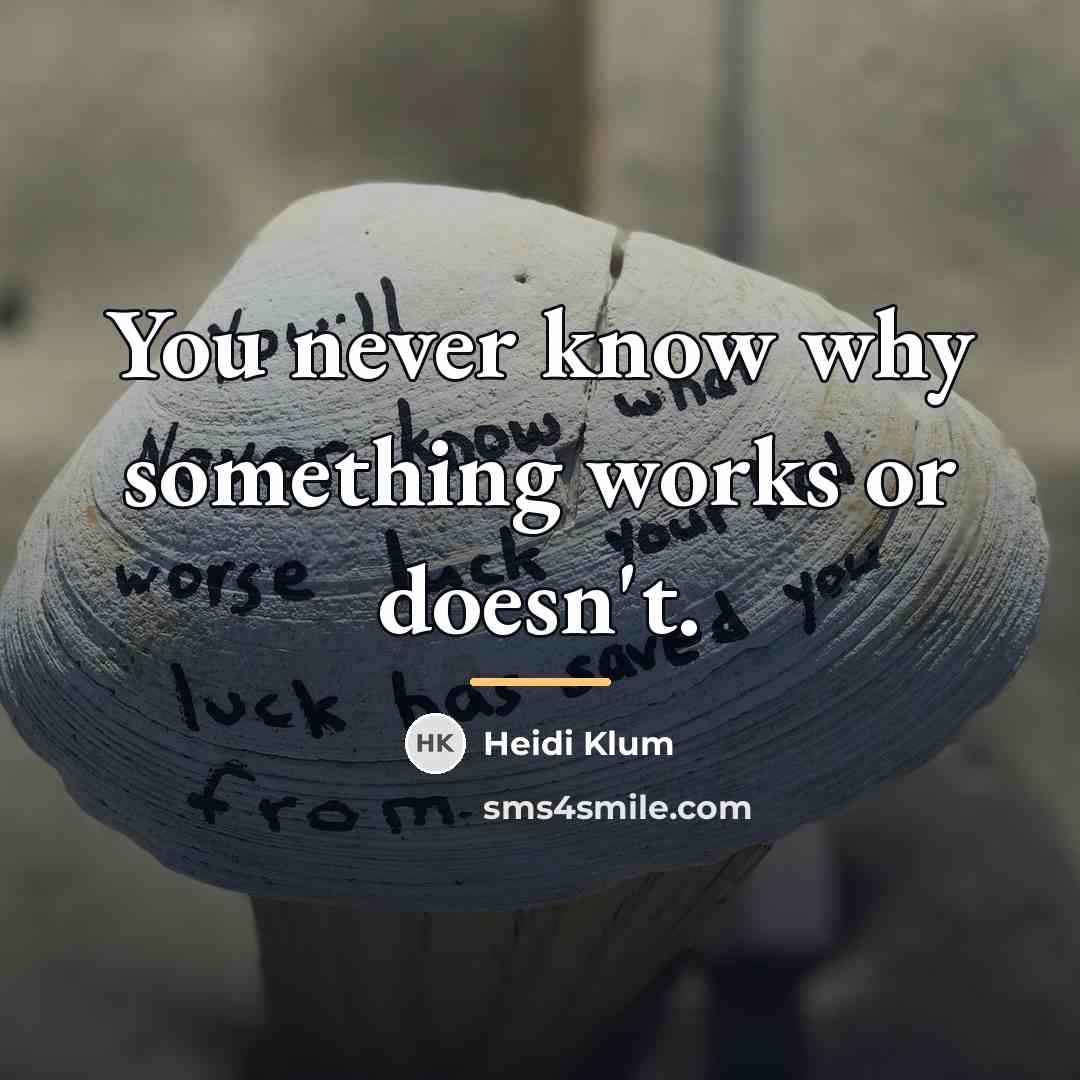 “You never know why something works or doesn't.…” quote by Heidi Klum