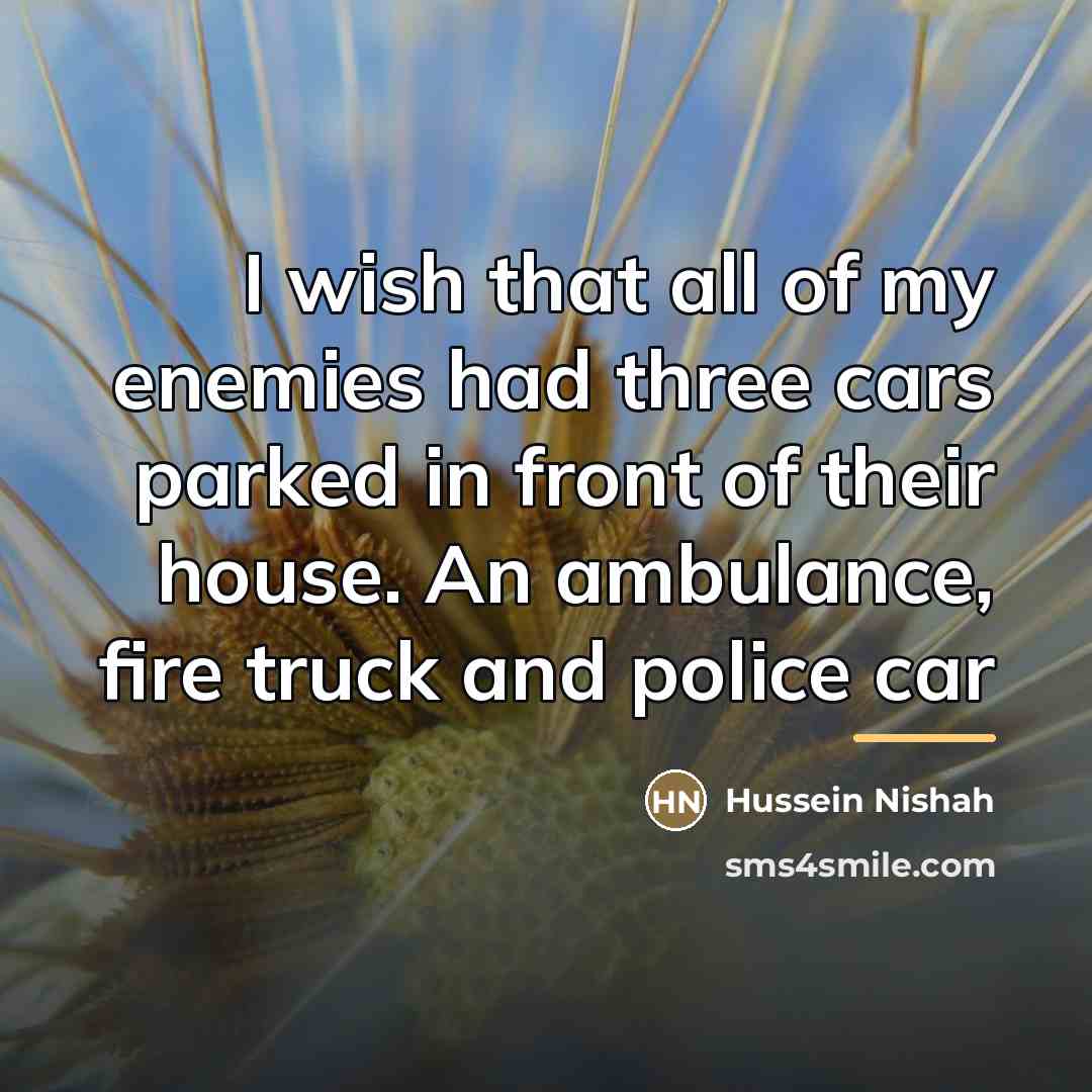 “I wish that all of my enemies had three cars…” quote by Hussein Nishah