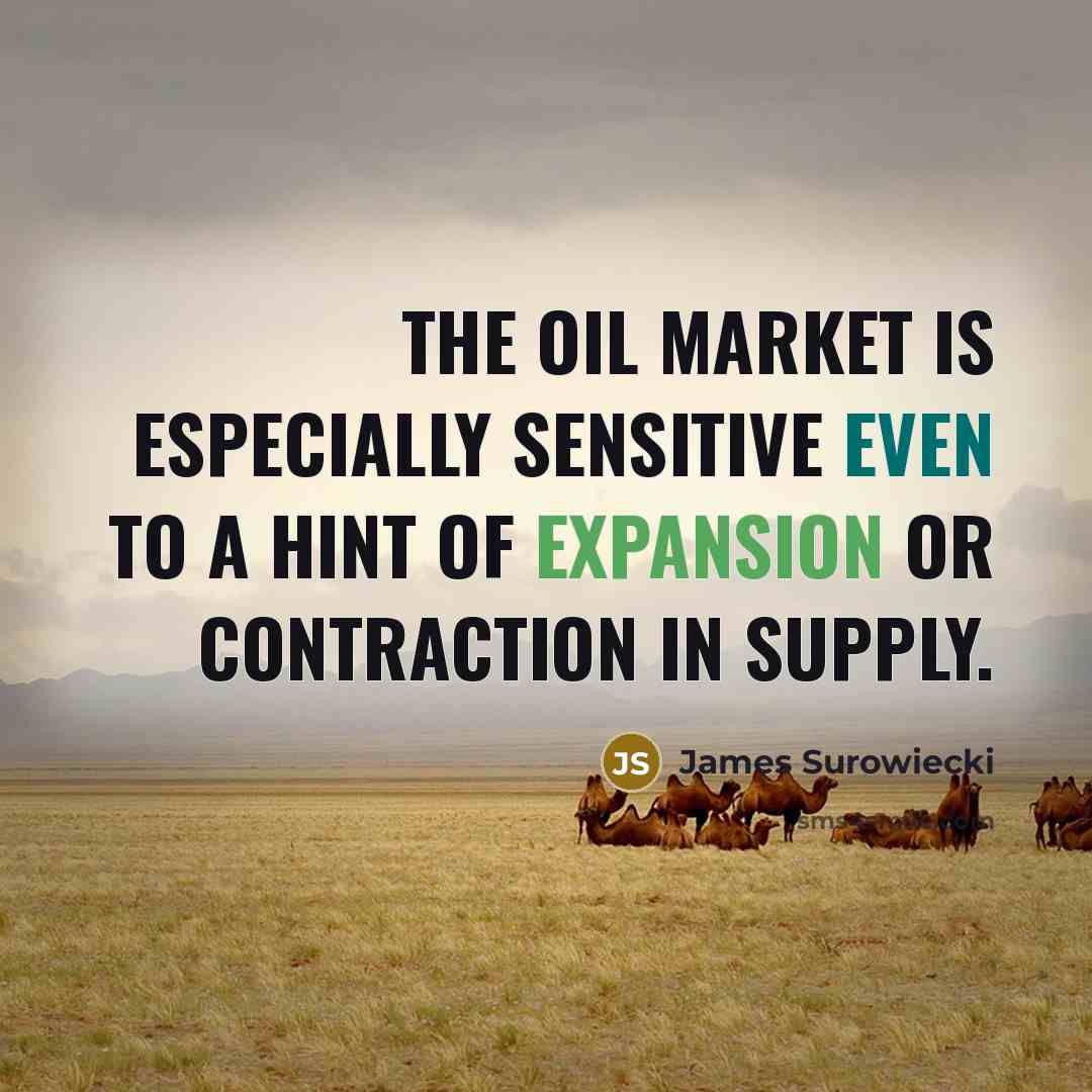 “The oil market is especially sensitive even to a hint of expansion or contraction in supply.” quote by James Surowiecki