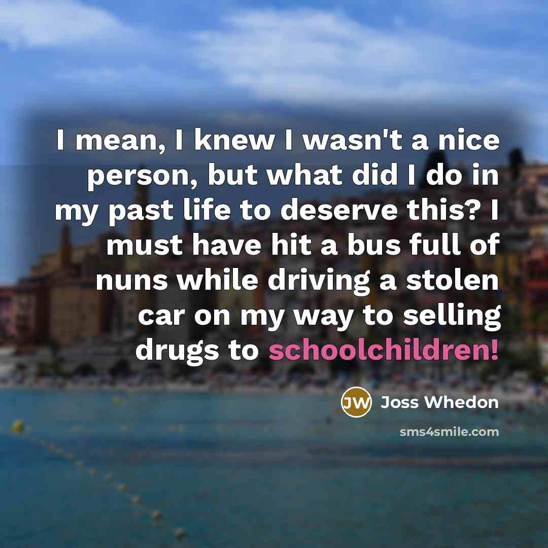 “I mean, I knew I wasn't a nice person, but…” quote by Joss Whedon