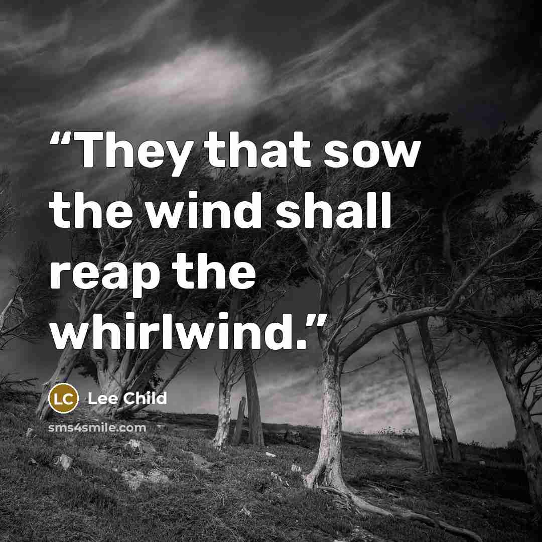 “They that sow the wind shall reap the whirlwind.” quote by Lee Child