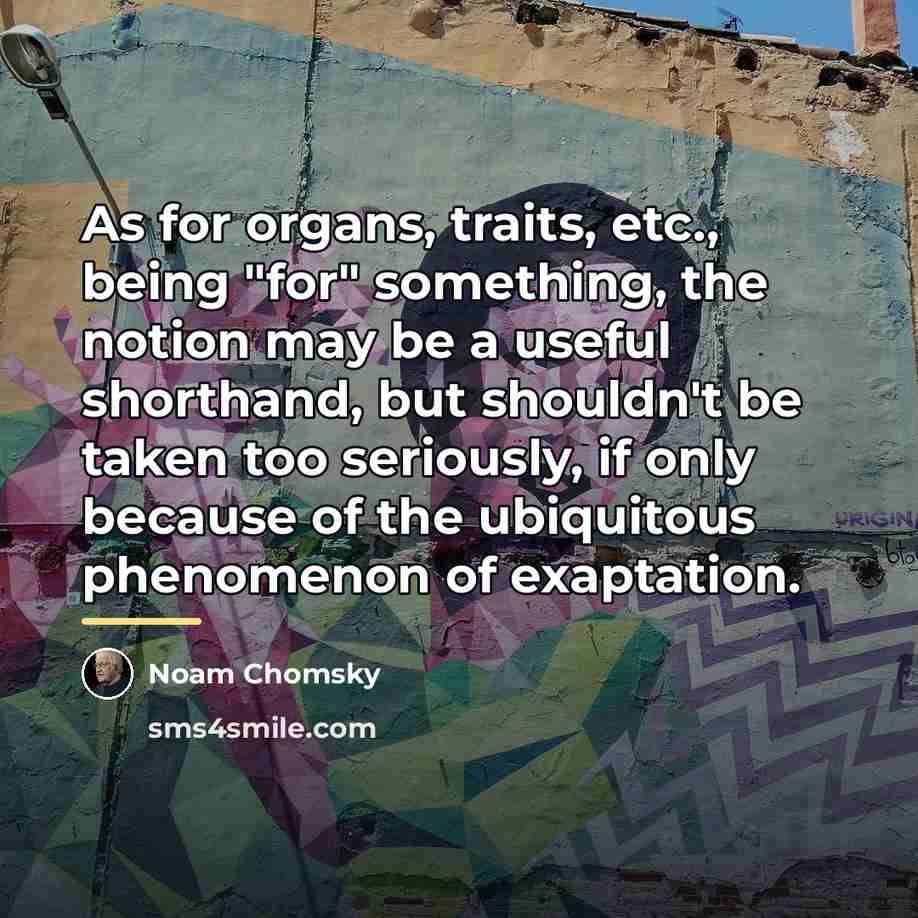 “As for organs, traits, etc., being "for" something, the notion…” quote by Noam Chomsky