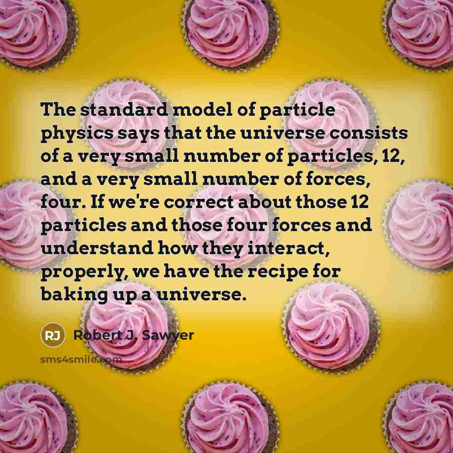 “The standard model of particle physics says that the universe…” quote by Robert J. Sawyer