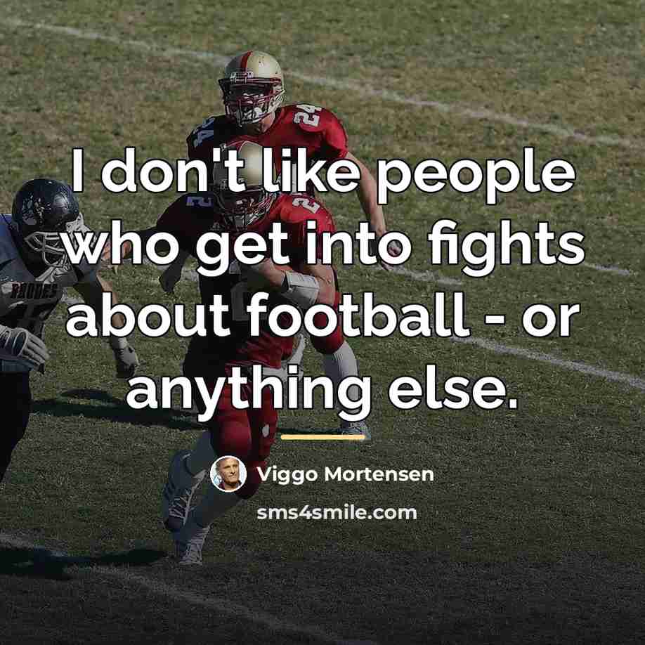 “I don't like people who get into fights about football…” quote by Viggo Mortensen