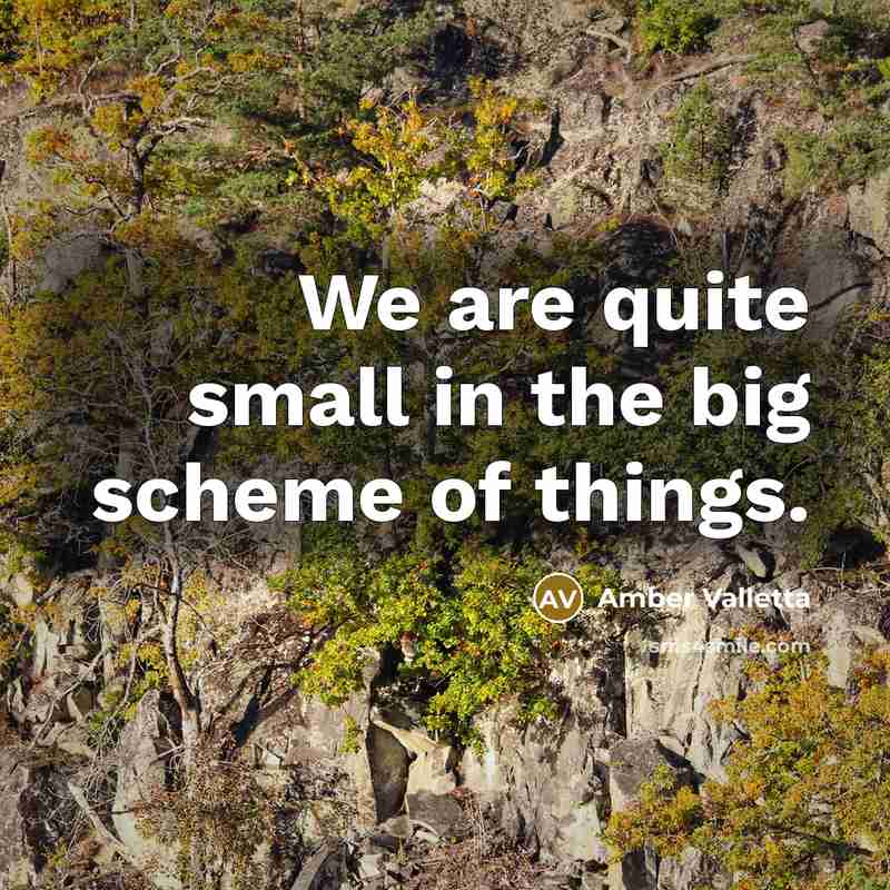“We are quite small in the big scheme of things.…” quote by Amber Valletta