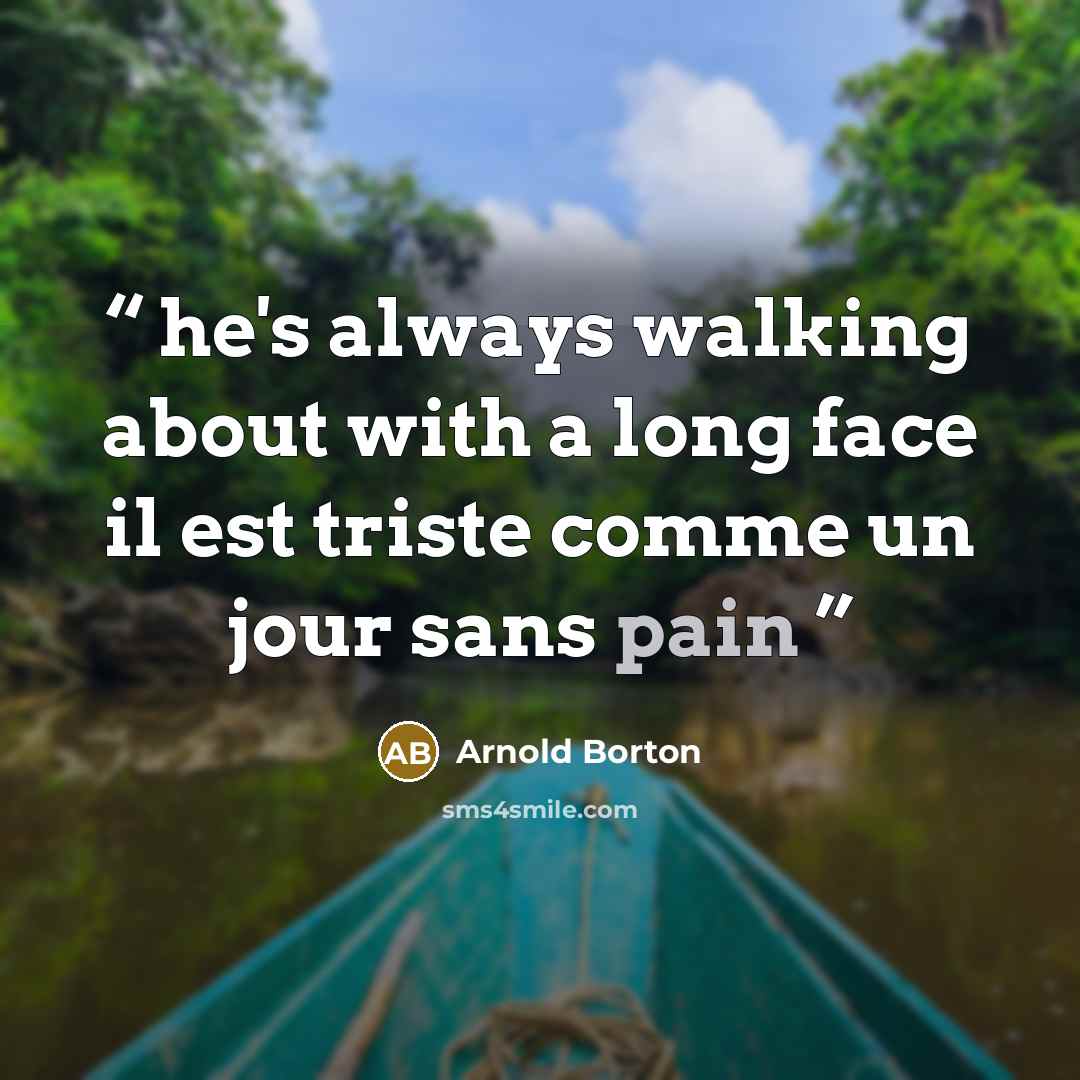 “he's always walking about with a long face il est triste comme un jour sans pain” quote by Arnold Borton