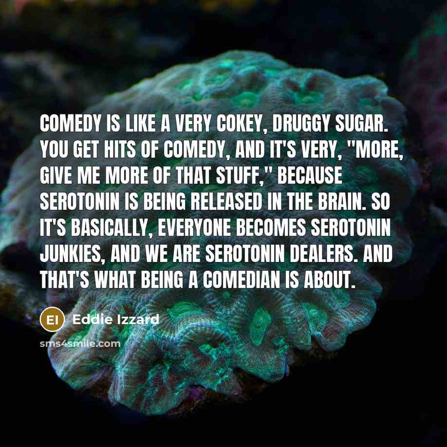 “Comedy is like a very cokey, druggy sugar. You get…” quote by Eddie Izzard