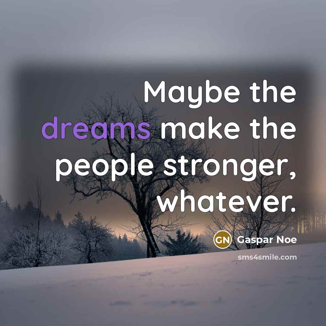 “Maybe the dreams make the people stronger, whatever.…” quote by Gaspar Noe