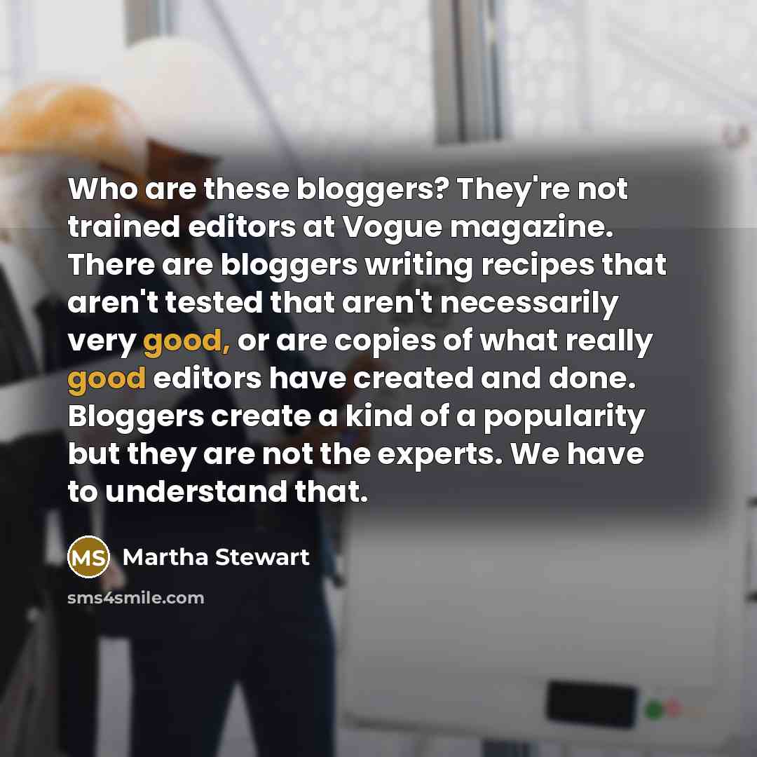 “Who are these bloggers? They're not trained editors at Vogue…” quote by Martha Stewart