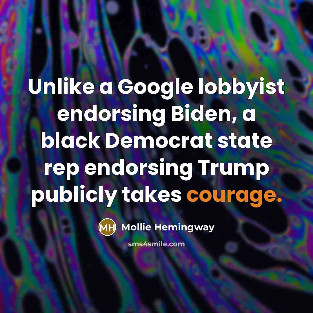 “Unlike a Google lobbyist endorsing Biden, a black Democrat state…” quote by Mollie Hemingway