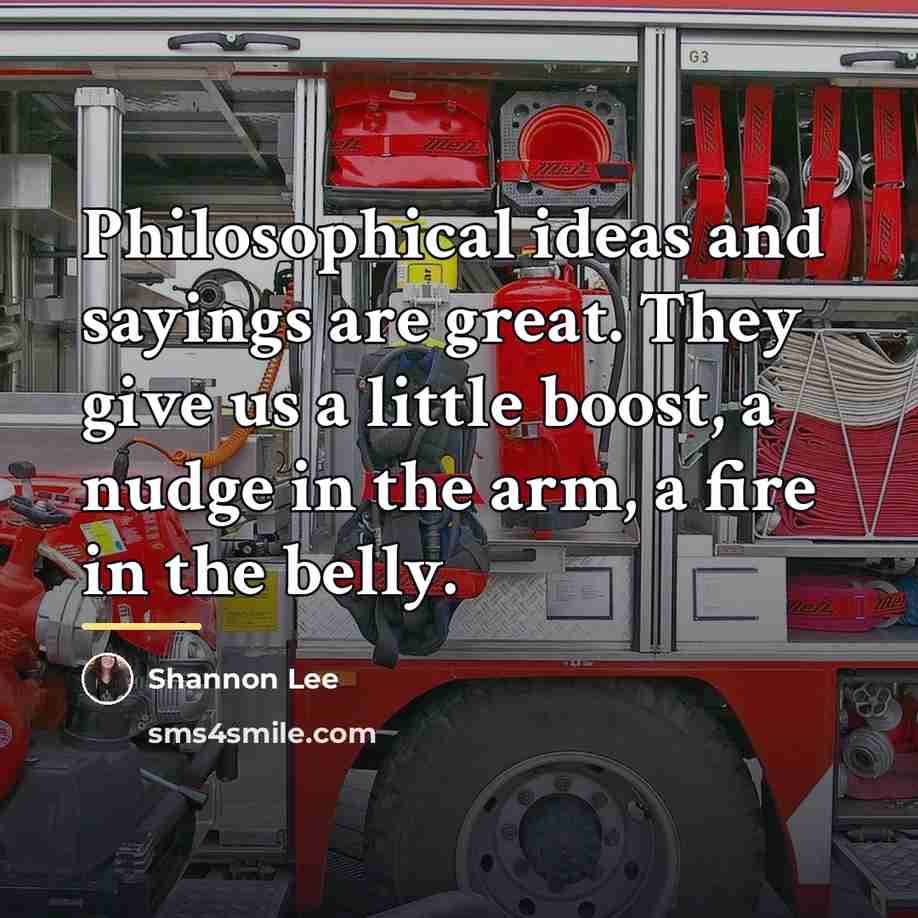 “Philosophical ideas and sayings are great. They give us a…” quote by Shannon Lee