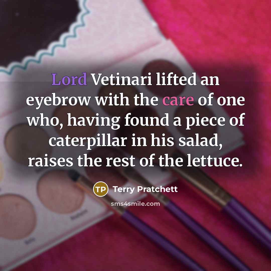 “Lord Vetinari lifted an eyebrow with the care of one…” quote by Terry Pratchett
